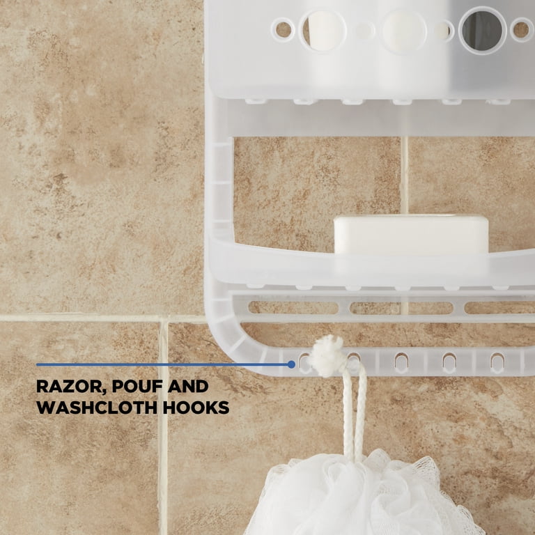 Mainstays Large Over-the-Shower Caddy with 2 Shelves, White photo 4