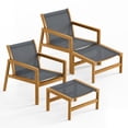 thumbnail image 6 of Homall 4 Pieces Patio Conversation Set Outdoor Furniture Set Textilene Acacia Wood Outdoor Chair with Ottoman, Gray, 6 of 7