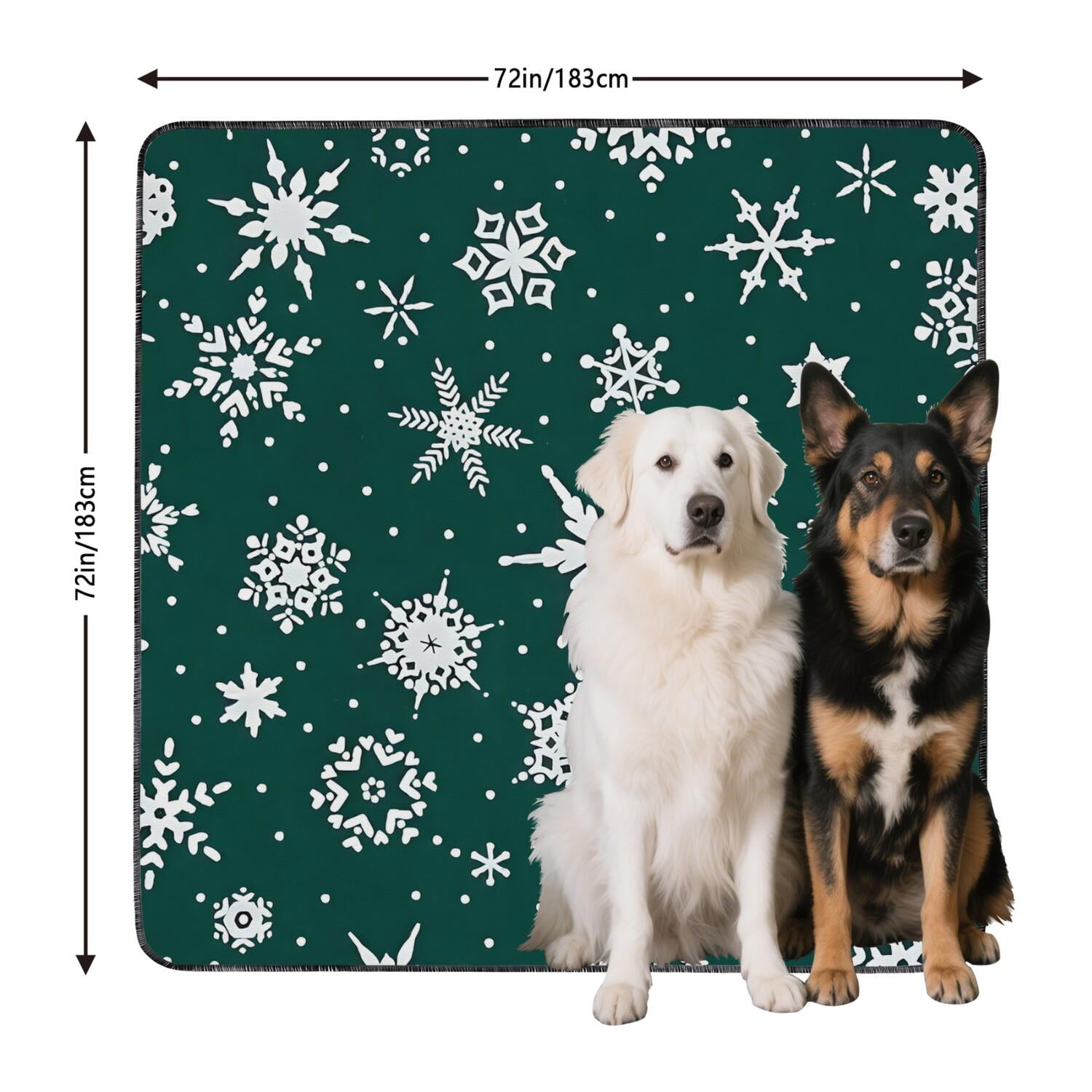 Christmas Themed Reusable Dog Pee Pads 72x72, Washable Puppy Training Mats with Enhanced Absorption for Multiple Giant Breed Dogs