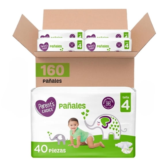 Pañal Desechable para Bebé Parents Choice Etapa 4 unisex 160 pzs