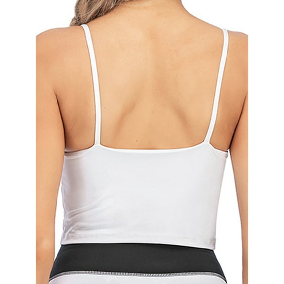 FUTATA Half Camisole for Women Workout Tops Sports Bras Camisole Crop Padded Tank Tops Cami Shirts Clothes with 2 bra enhance pads