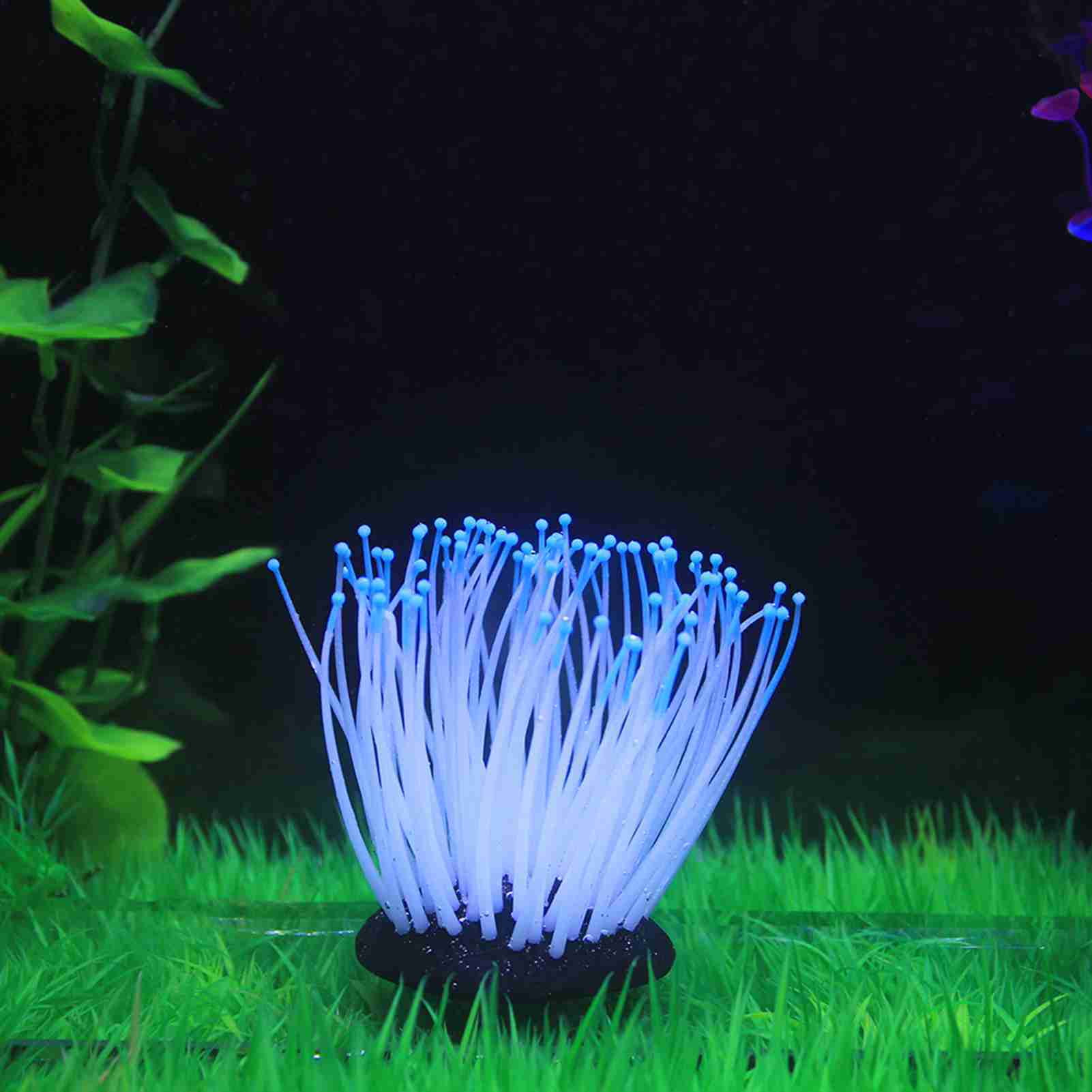 Aquarium Fish Tank Decoration Artificial Silicone Sea Anemone with Glowing Effect Fish Tank Aquarium Ornament
