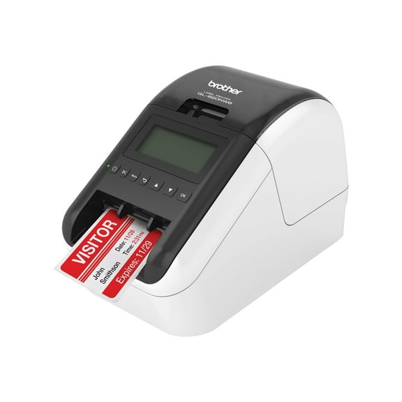 Brother QL-820NWB - Label printer - direct thermal - Roll (2.4 in) - 300 x 600 dpi - up to 110 labels/min - USB 2.0, LAN, Wi-Fi(n), USB host, Bluetooth 2.1 EDR - black, white