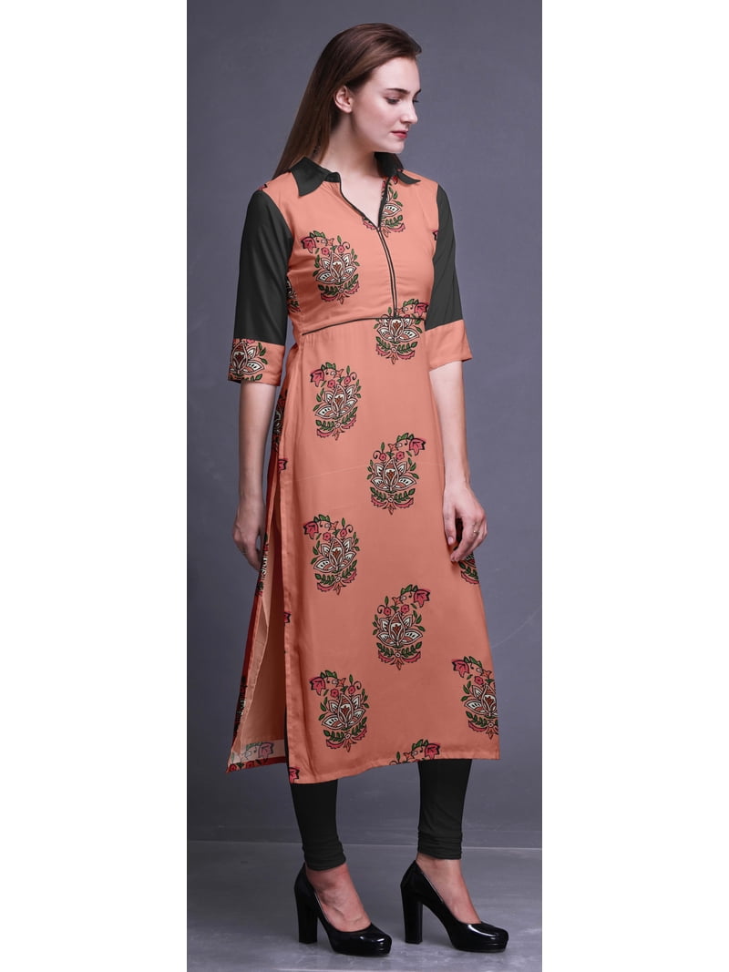 Bimba Rayon Straight Long Tunic Dresses For Women Printed Indian Clothing
