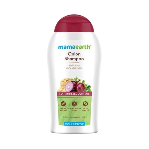 Mamaearth Onion Shampoo with Plant Keratin for Hair Fall Control – 200 ml