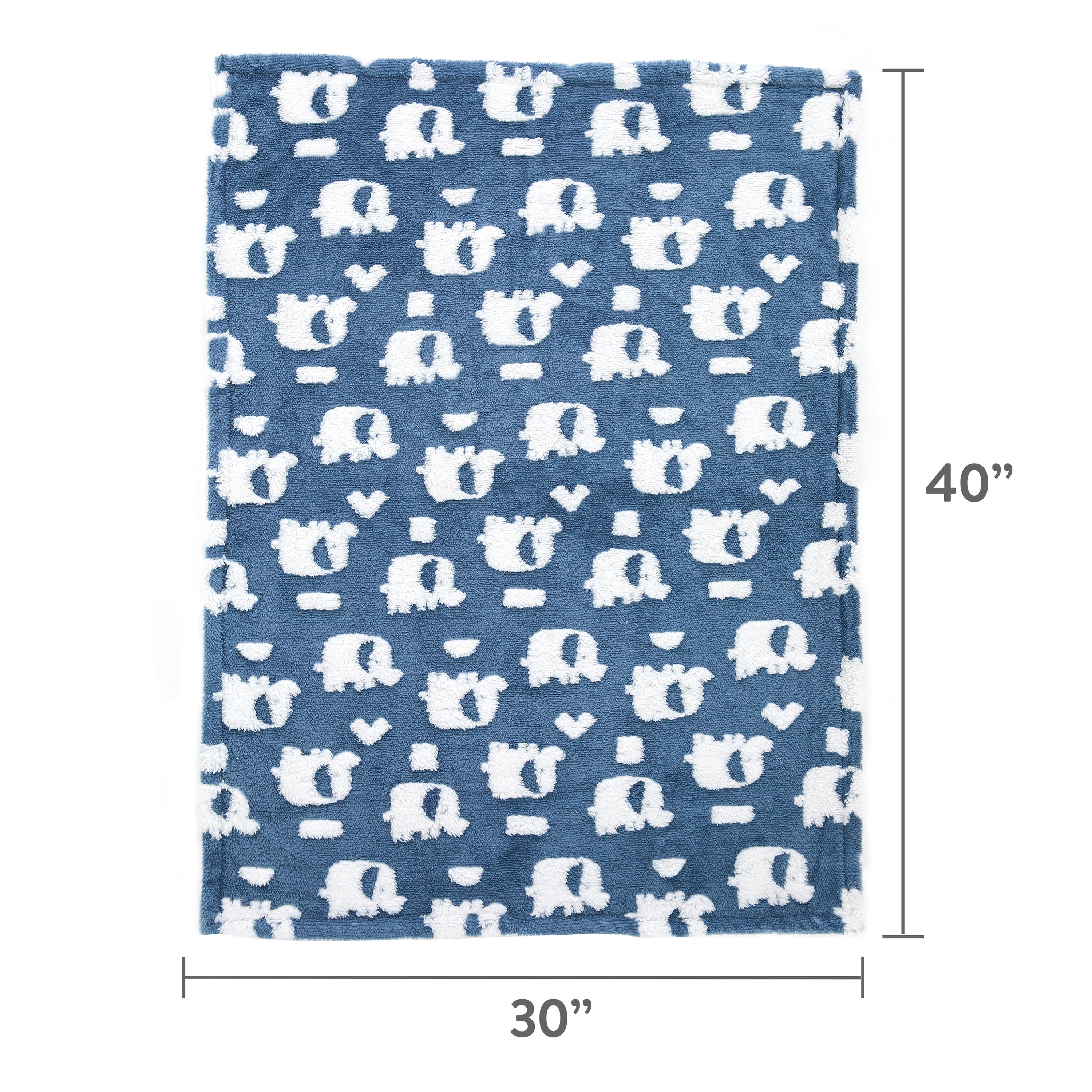 Parent's Choice Blue Texture Elephant Blanket for Infant Boys and Girls, 30" x 40"