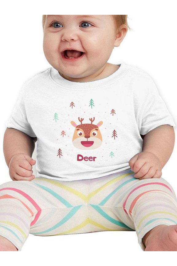 Cute Baby Deer Face T-Shirt Infant -Image by Shutterstock, 6 Months
