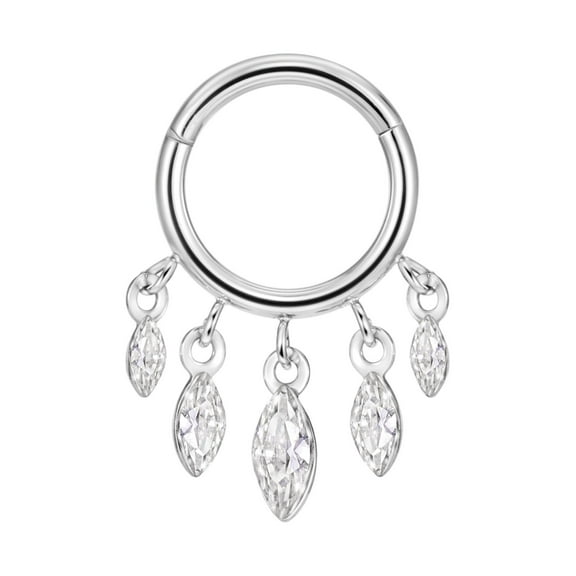 FANSING Horse Eyed Rhinestone Dangle Septum Rings for Women 316L Surgical Steel Septum Jewelry 16g 8mm Septum Piercing Jewelry