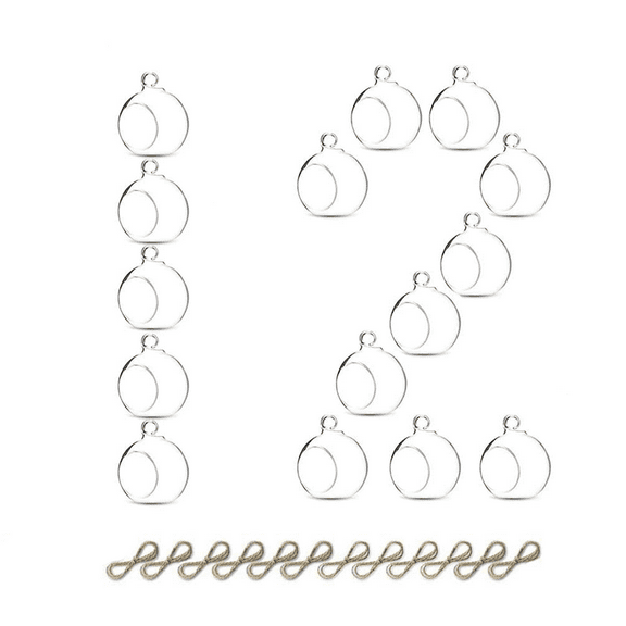 Glasseam 12 Pcs Hanging Glass Globes Tealight Candle Holder, 3.14" Clear Tea Light Holders Unity Ball Ornaments Flower Aquarium Globe Small Orbs for Wedding Centerpieces Advent Christmas H