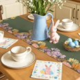 thumbnail image 4 of Easter Rabbits Table Runner, Spring Floral Leaf Bunny Dark Green Background Cotton Linen Kitchen Table Decoration Washable Dining Tabletop Runners for Home Party Decor 13x72 Inches, 4 of 9