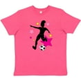 thumbnail image 3 of Inktastic Girl Playing Soccer Pink and Yellow Stars Youth T-Shirt, 3 of 5