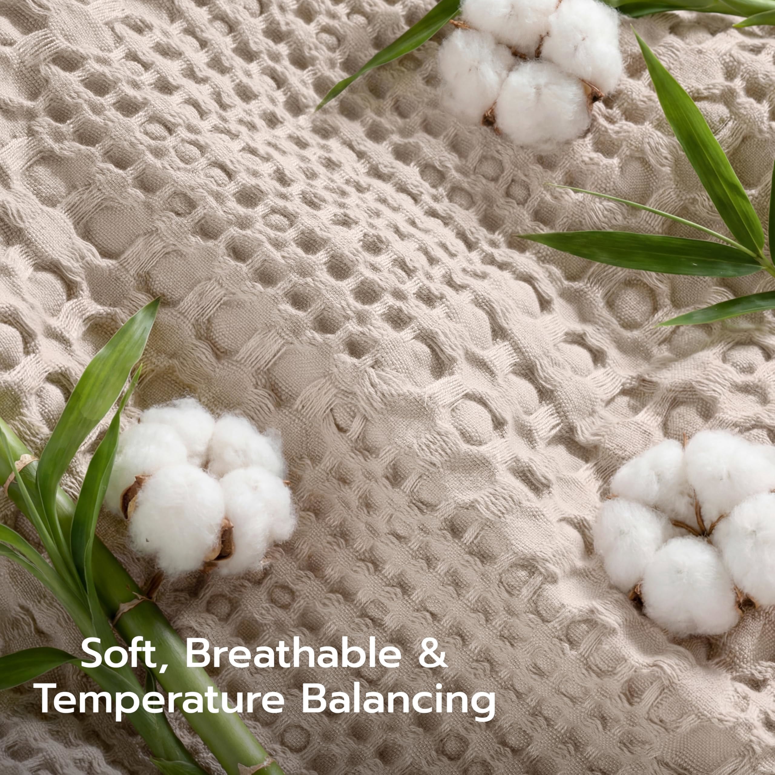 Joyfy Waffle Blanket - Turkish Cotton Soft Beige Blanket