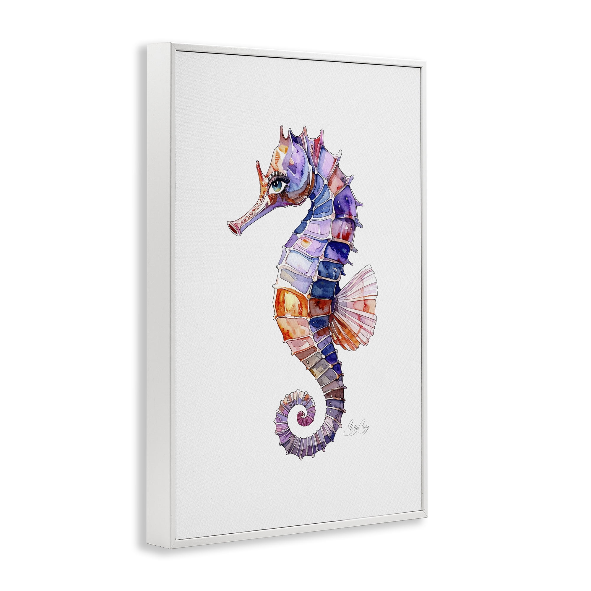Stupell Industries Sea Whisper Seahorse White Framed Giclee Art, design by Shelly Craig