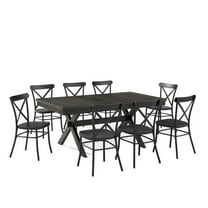 Crosley Furniture Hayden 9-piece Farmhouse Wood Dining Set in Matte Black