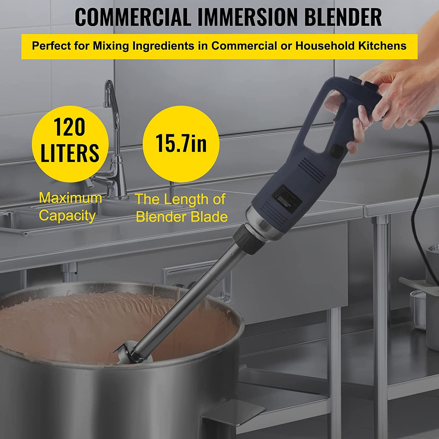 VEVOR Commercial Immersion Blender Variable Speed Heavy Duty Immersion  Blender 750 W Commercial Hand Mixer 304 Stainless Steel Hand Blender  Commercial