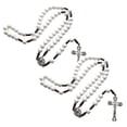 thumbnail image 1 of Hermosos Rosarios CatholicDivin04 2Pzas 30cm 5.3x3.1cm Cruz Cuentas 10mm Madera Blanco., 1 of 2