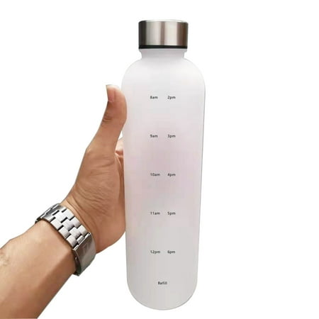 

Water Bottle with Time Marker Gradient Matte Water Cup Sports Kettle for Outdoor Sport Gym Exercise