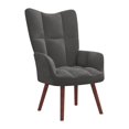 thumbnail image 6 of Relaxing Chair with Stool Dark Gray, Modern Armchair for Living Room - Padded Foam Upholstered Accent Chair with Wooden Legs, Comfortable Reading Chair, 6 of 9