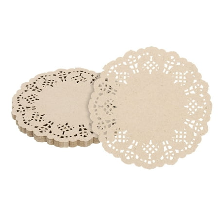 50pcs Paper Doilies, 3.5 Inch Lace Paper Doilies, Disposable Paper Placemats Brown