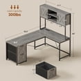 thumbnail image 2 of Farmhouse L Shaped Computer Desk with 2 Drawers and Storage Shelves, Reversible 86.6" Gaming Desk with LED Lights, Corner Office Desk for Home Office, Bedroom, Living Room, 2 of 7