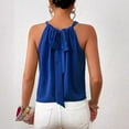 thumbnail image 4 of WCMZJ Tank Top for Women Pleated Front High Neck Halter Tops Casual Sleeveless Shirts Summer Loose Fit Tops Blue 2XL, 4 of 7