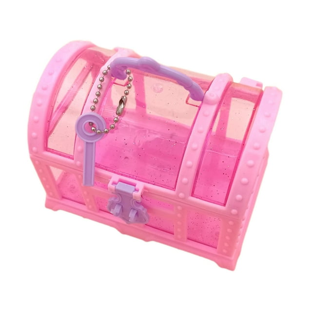 Caja de Almacenamiento de Pendientes, Caja de Almacenamiento Transparente, Caja de Cosméticos, Herramienta Artesanal para Accesorios de Casa de Muñeca rosa