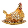 thumbnail image 1 of Golden Hen Trinket Boxes, Exquisite Small Handcrafted Jewelry Boxes with Rhinestones for Desktop Decoration, 1 of 4