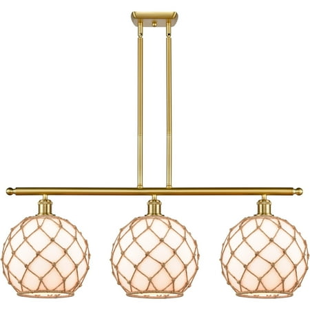 

Satin Gold Tone Island Lighting 36 Wide Steel/Cast Brass/Glass Medium Base 3 Light Fixture