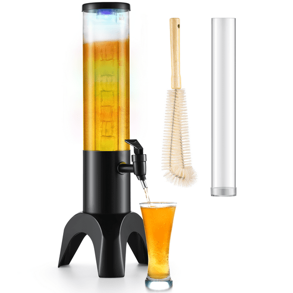1pcs Mimosa Tower, 50oz/1.5L Drink Tower Dispenser with Ice Tube and LED Light, Tabletop Beer Dispenser