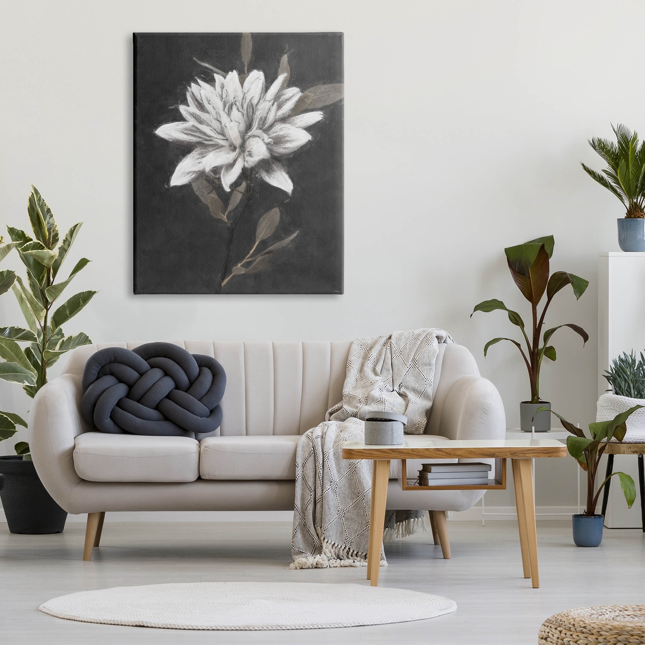 Stupell Industries Traditional White Dahlia Flower Graphic Art Gallery Wrapped Canvas Print Wall Art, Design by Nina Blue