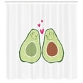 thumbnail image 3 of Avocado Shower Curtain, Cute Doodle Alligator Pear Couple in Love Wedding Theme Happy Characters, Fabric Bathroom Set with Hooks, 69W X 84L Inches Extra Long, Pink Green Pale Brown, by Ambesonne, 3 of 3