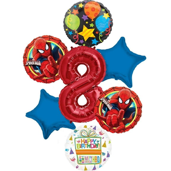 Spider-man Party Supplies 8th Birthday Spiderman in Action Balloon Bouquet Decorations