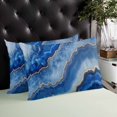 thumbnail image 4 of Blue Marble Throw Pillow Covers, Modern Luxury Granite Surface Motif Sketch Soft Breathable Pillow Cases with Invisible Zipper for Sleeping, Standard Pillowcases for Couch Bed Sofa Chair 20x26 Inches, 4 of 6