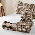 thumbnail image 4 of Manfei Vintage Elk Twin Quilt Set, Cottage Plaid Twin Coverlet Set, Brown White, Black Reversible, 2-Piece, 1 Bedspread and 1 Pillowcase, 4 of 7
