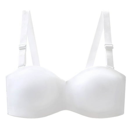 Bigersell Cotton Bras for Women Wirefree Deals Women Bras Plus Size Behind Buckle Comfortable Breathable Exhaust Base No Underwire Non-Magnetic Buckle Underwear Lace Bra Style F-635 White L