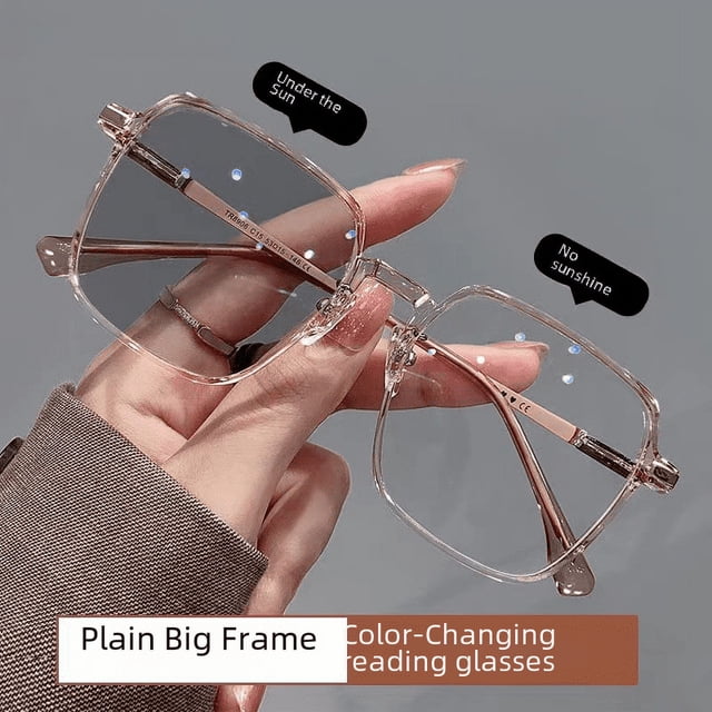 Gafas de lectura para presbicia con cambio de color y antiluz azul, de gran valor, delgadas, modernas, sensibles a la luz, con marco grande, para presbicia