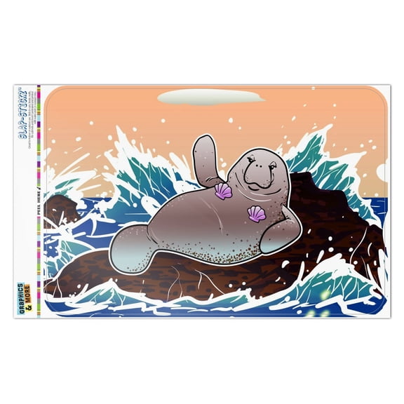 Waving Manatee Mermaid On Rocks And Waves Funny Home Business Office Sign