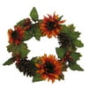 Better Homes and Gardens Sunflower Wreath on Twig Base, Orange, 18"