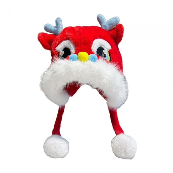 amagogo Chinese Dragon Cute with Earflap Windproof Cap Plush Animal Winter Hat for Women