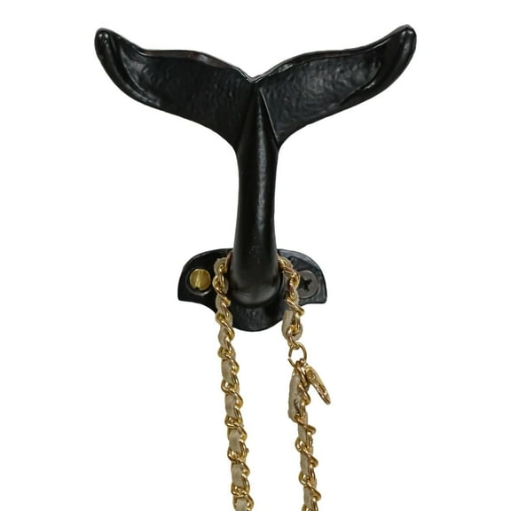 Pack Of 2 Black Cast Iron Nautical Baleen Blue Whale Tail Wall Coat Hook Hangers
