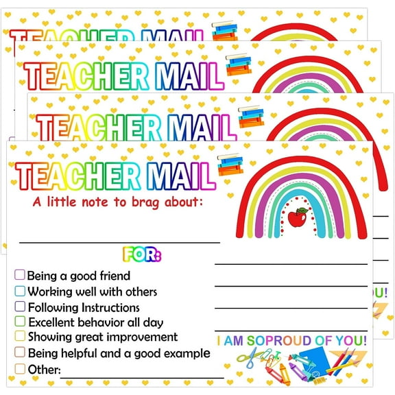 Teacher Notes to Parents Classroom Good Behavior Incentive Cards 4×6inch Teacher Incentive Postcards Tags 50Pcs