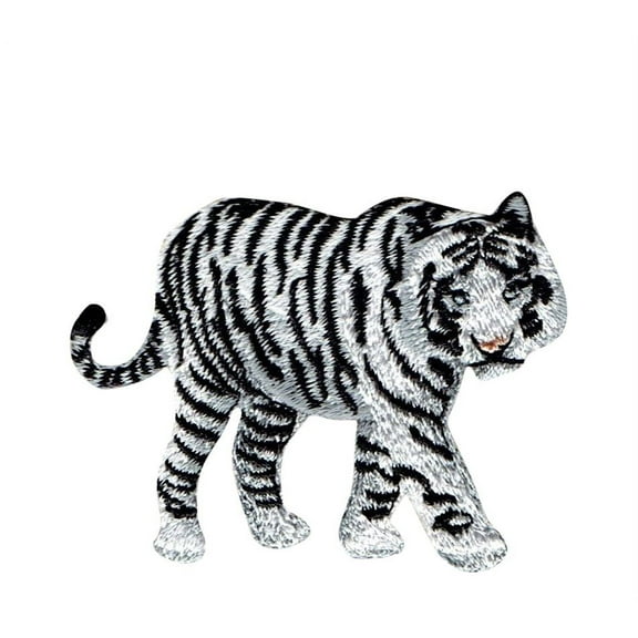 White Bengal Tiger - Natural Animal - Iron On Embroidered Applique Patch