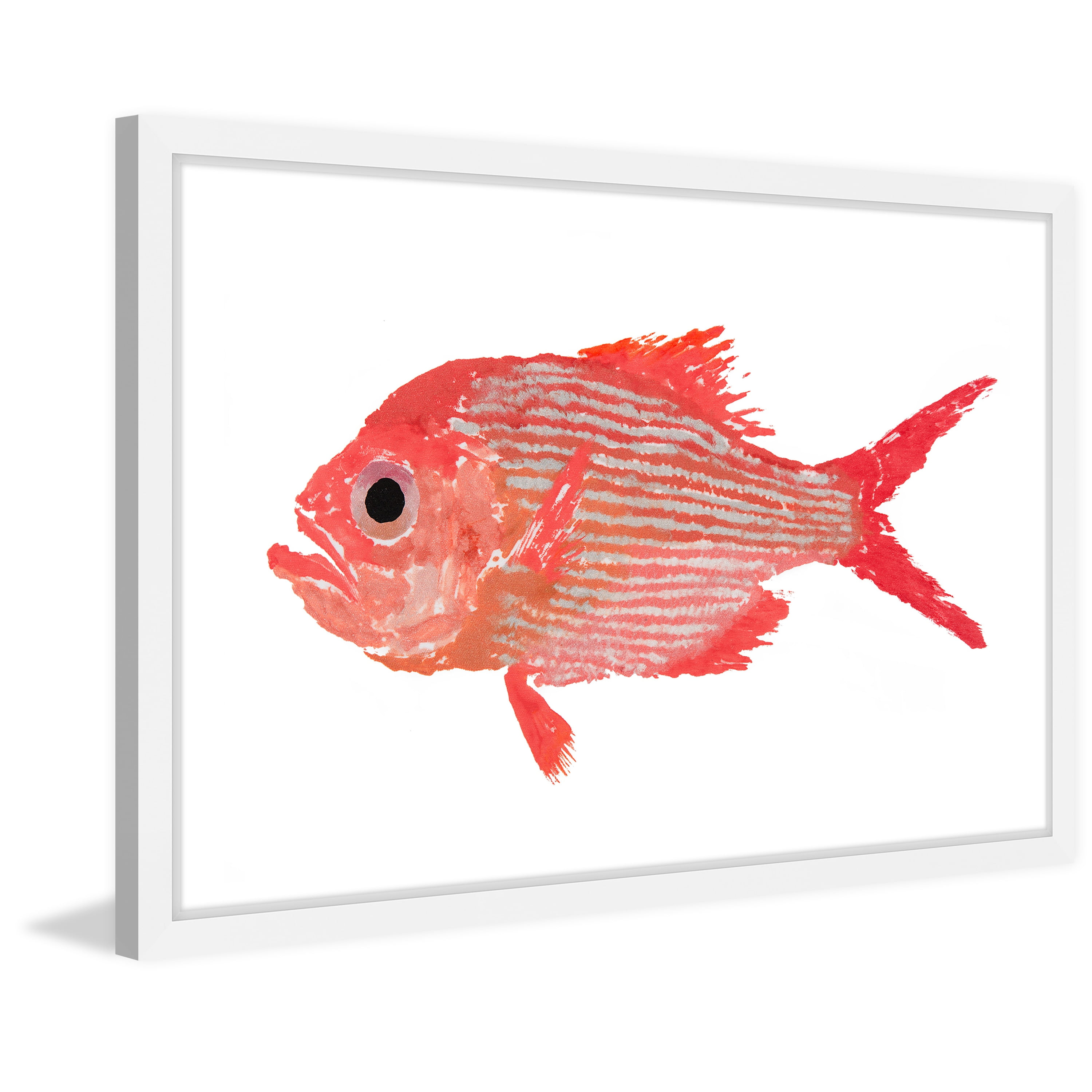 Marmont Hill "Red Striped Fish" by Michael Pantalos Framed Painting Print