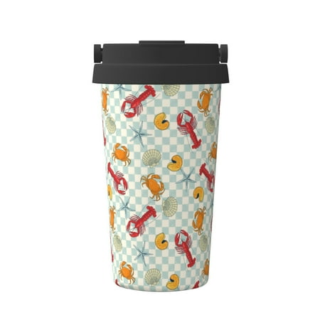 

Salouo Lobster Sea Shell Print Coffee Travel Mug Spill Proof with Lid-Stainless Steel Vacuum Insulated Tumbler - Thermos Cup for Keep Hot/Ice Coffee Tea and Beer