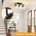 thumbnail image 5 of 3-Light Track Lighting Kit Black Track Lighting Fixtures Bathroom Wall Sconces Ceiling Mount Kitchen Tracking Lights Rotatable Spotlight with Clear Glass Shade for Kitchen Shop Hallway, 5 of 7