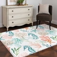 thumbnail image 3 of Area Rugs 2.7'x5', Teal Red Seahorse Coastal Carpet for Living Room Bedroom Dining Room, Nautical Beach Coral Starfish Throw Kitchen Rugs Non Slip Washable Rectangle Indoor Outdoor Rugs, 3 of 8