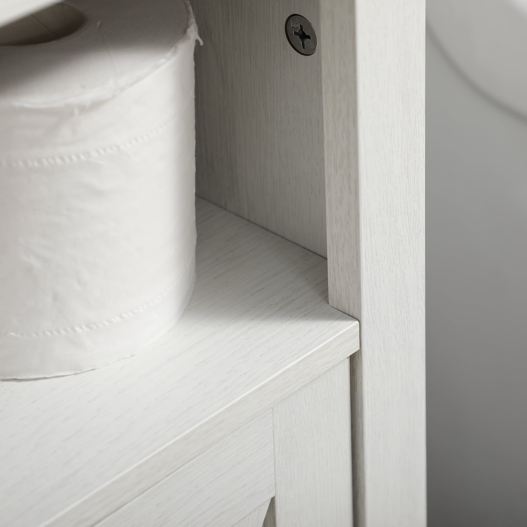 kleankin Modern Farmhouse Bathroom Sink Cabinet, Pedestal Sink Storage Cabinet with Double Doors and Storage Shelves, White