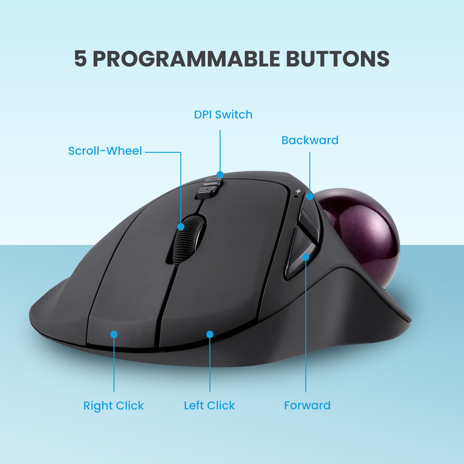 Perixx Perimice-717 Wireless Trackball Mouse, Ergonomic photo 6