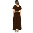thumbnail image 3 of eloria Women's Georgette Frilled Design V Neck Sleevless Party Long Maxi Dress, Color : Dark Brown | Size : XXL, 3 of 5