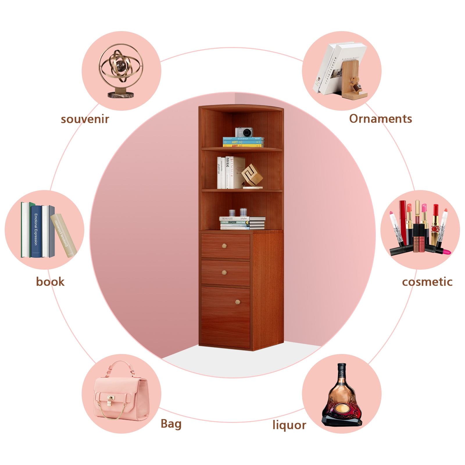 Buy Wooden Standing Corner Storage Home Tall Corner